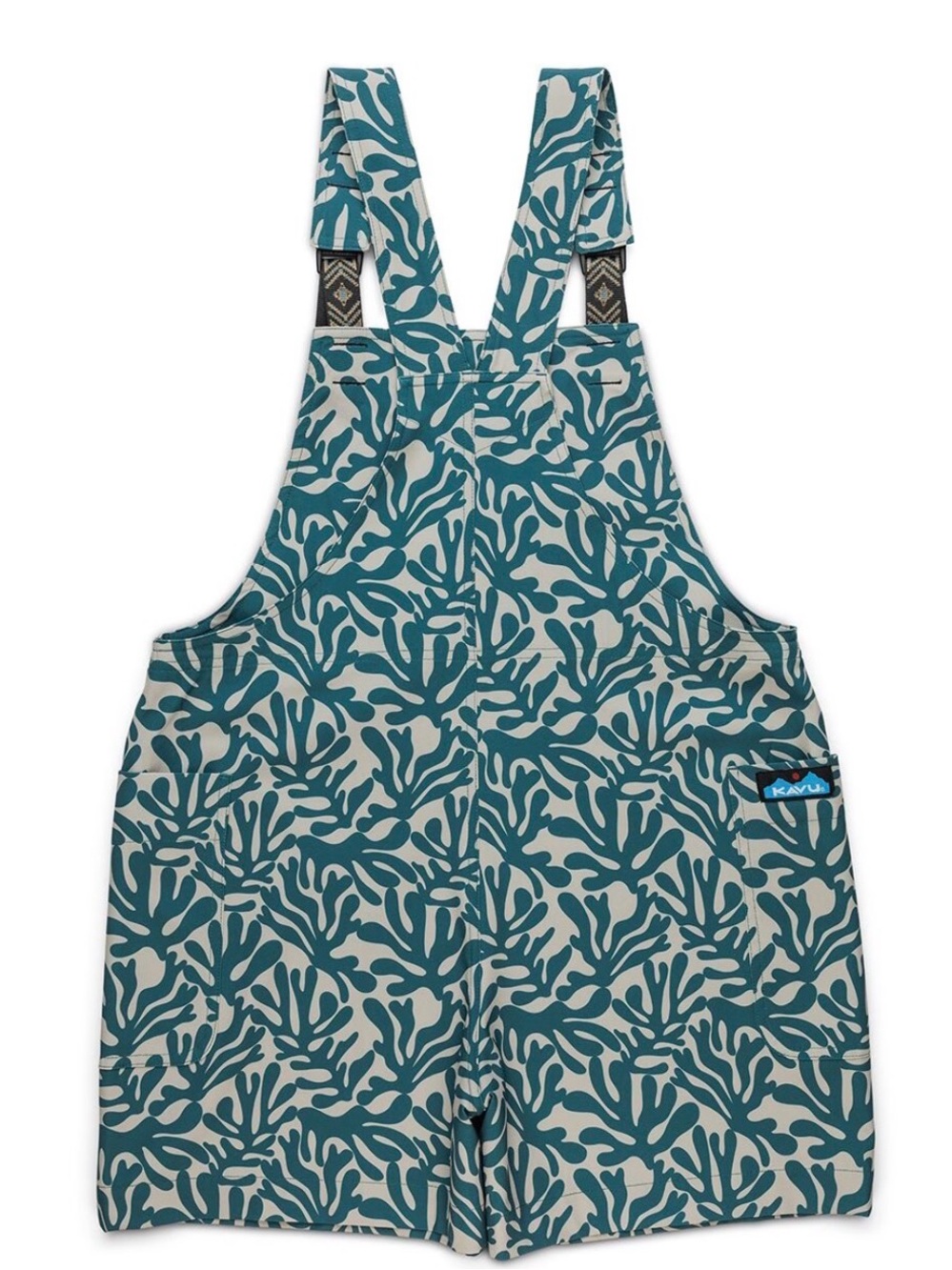 KAVU Teal Coral-Print Overalls